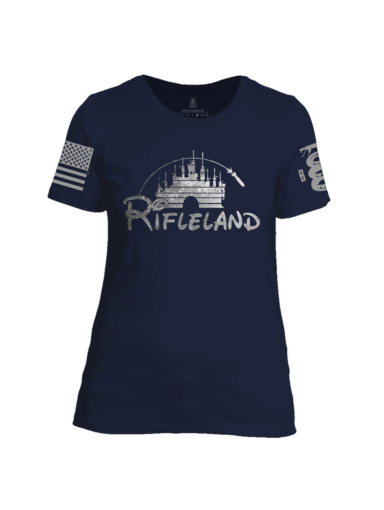 Battleraddle Rifleland Grey Sleeve Print Womens Cotton Crew Neck T Shirt