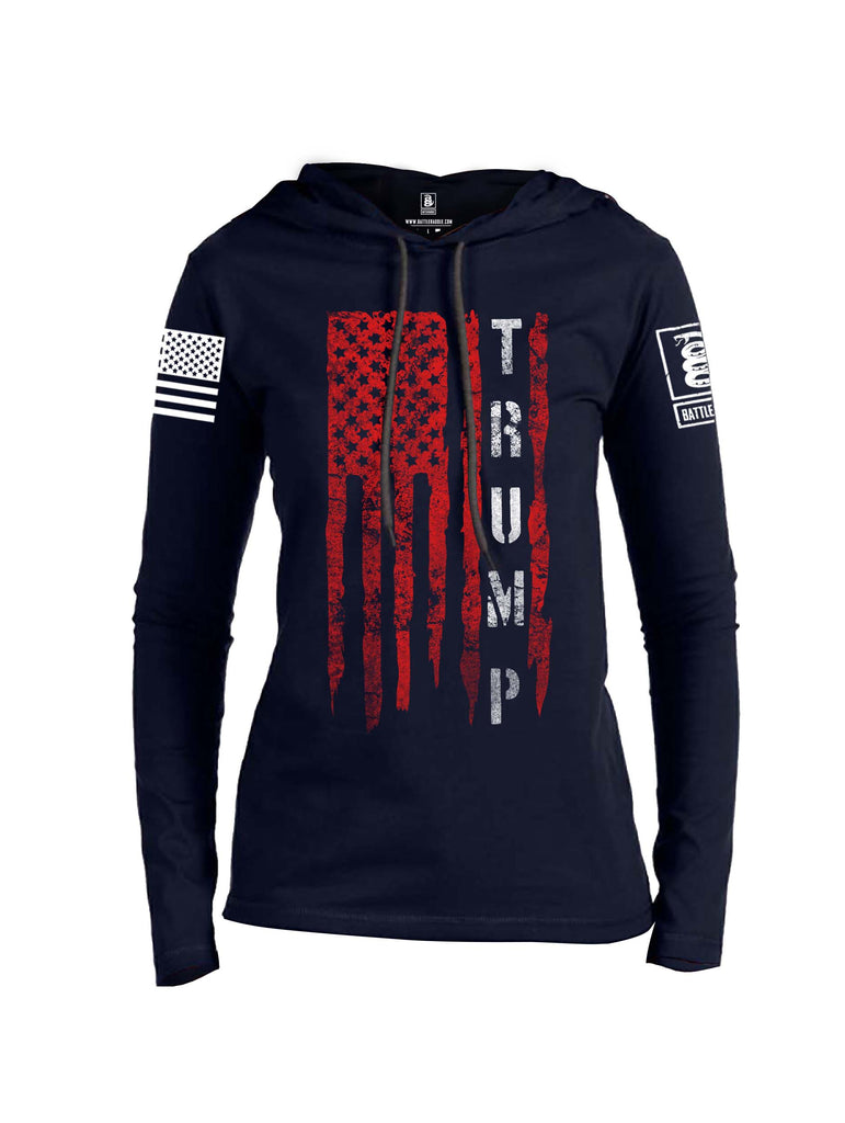 Battleraddle Flag Trump White Sleeve Print Womens Thin Cotton Lightweight Hoodie