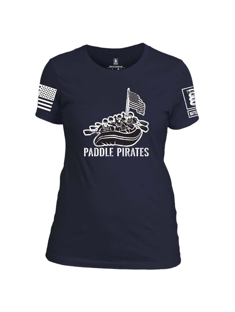 Battleraddle Paddle Pirates White Sleeve Print Womens 100% Battlefit Polyester Crew Neck T Shirt