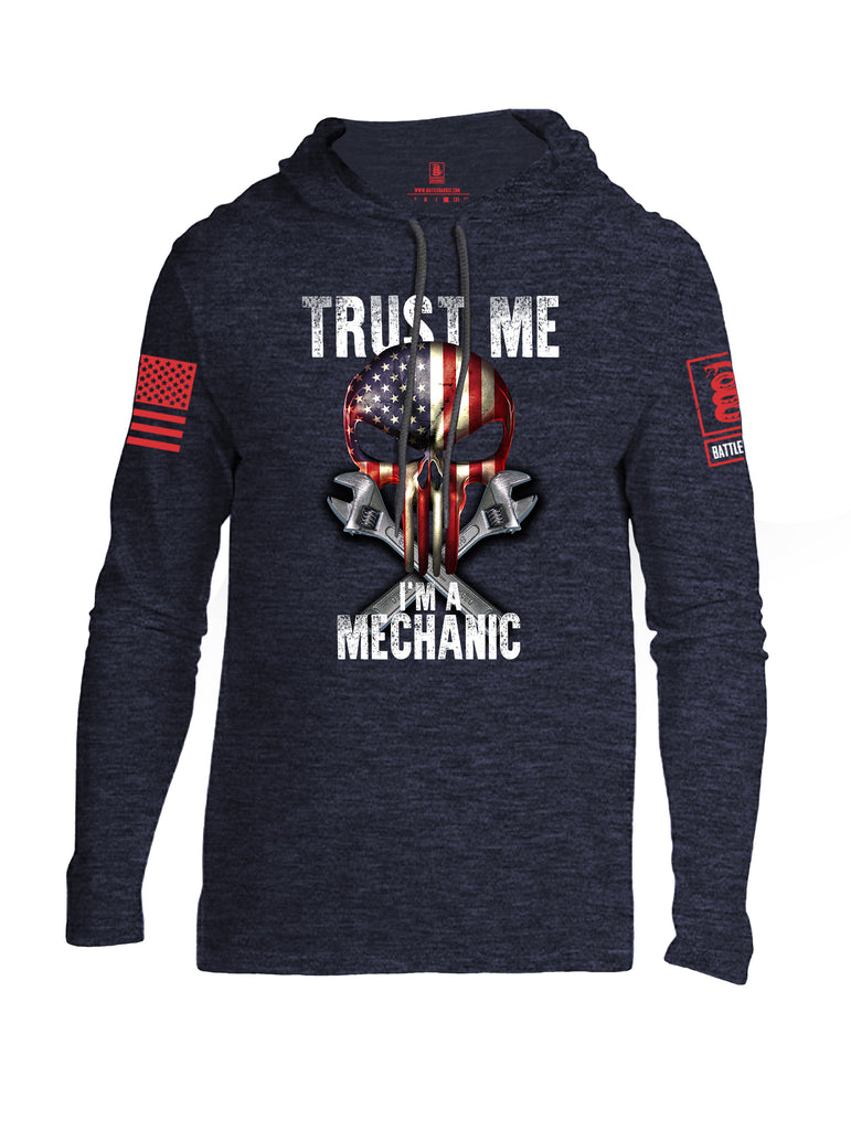 Battleraddle Trust Me I'm A Mechanic Red Sleeve Print Mens Thin Cotton Lightweight Hoodie