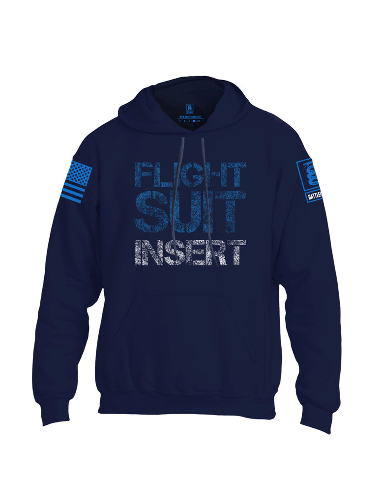 Battleraddle Flight Suit Insert Blue Sleeve Print Mens Blended Hoodie With Pockets