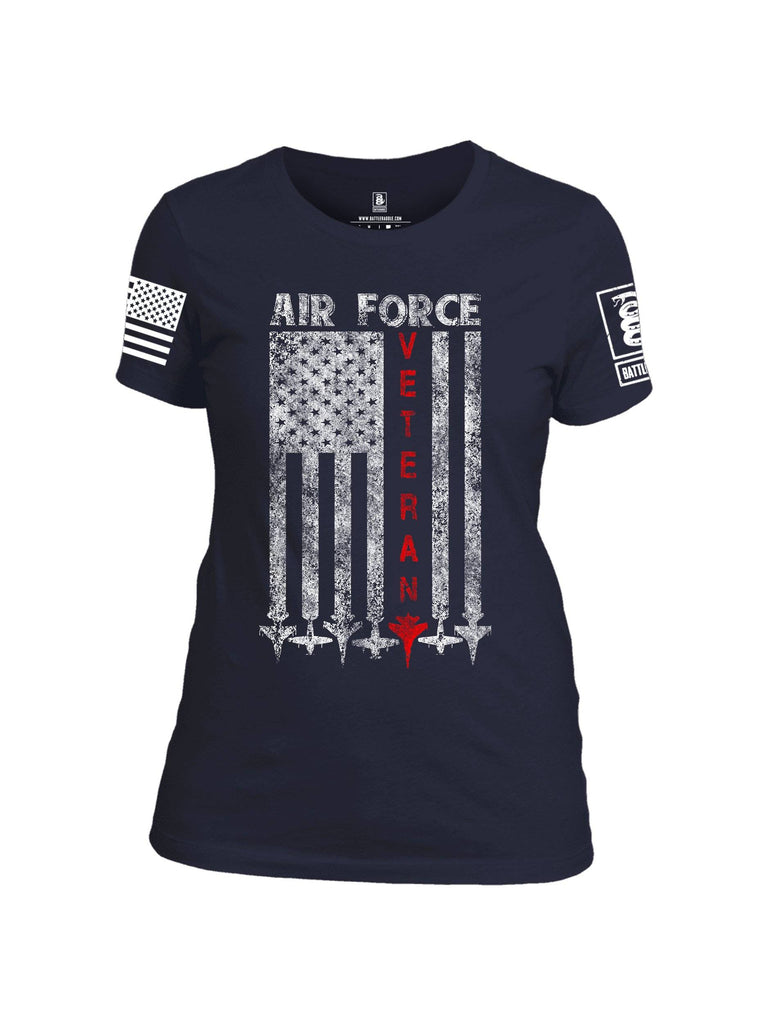 Battleraddle Air Force Veteran White Sleeve Print Womens Cotton Crew Neck T Shirt shirt|custom|veterans|Apparel-Womens T Shirt-cotton