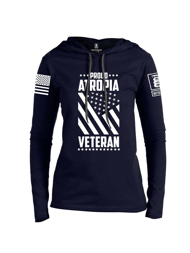 Battleraddle Proud Atropia Veteran White Sleeve Print Womens Thin Cotton Lightweight Hoodie shirt|custom|veterans|Apparel-Womens Hoodie-Cotton