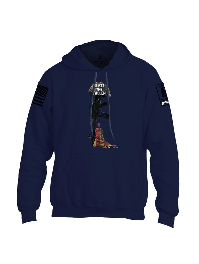 Battleraddle Bless The Fallen Black Sleeve Print Mens Blended Hoodie With Pockets