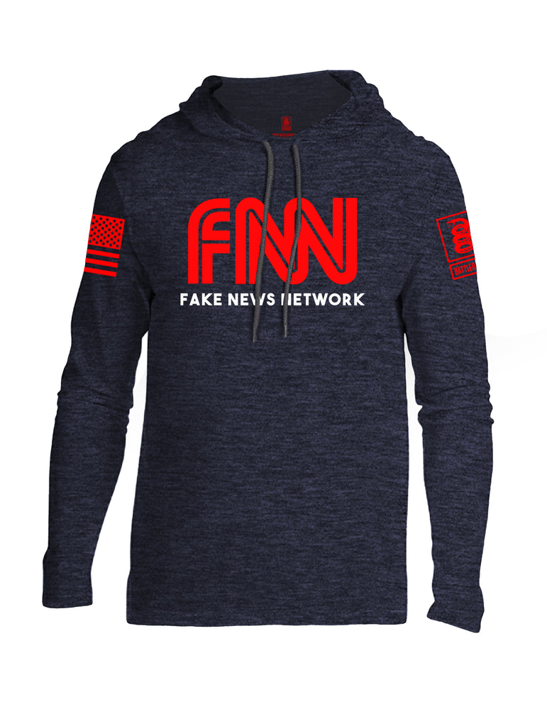 Battleraddle FNN Fake News Network Red Sleeve Print Mens Thin Cotton Lightweight Hoodie
