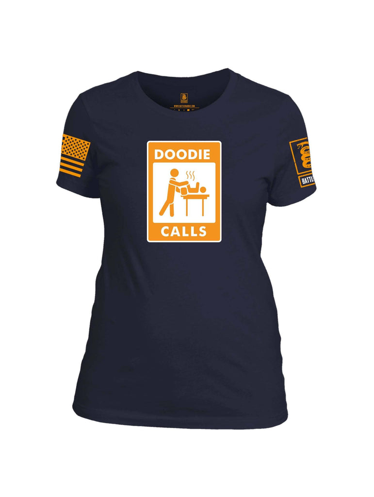 Battleraddle Doodie Calls Orange Sleeve Print Womens Cotton Crew Neck T Shirt shirt|custom|veterans|Apparel-Womens T Shirt-cotton