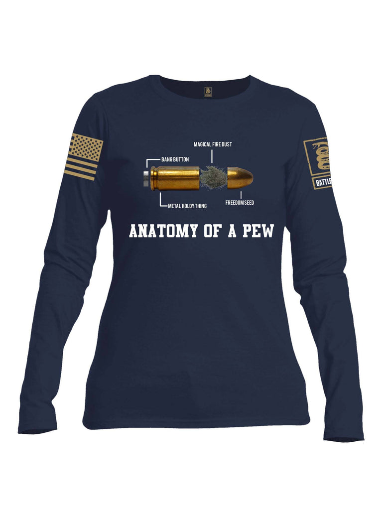 Battleraddle Anatomy Of A PEW Brass Sleeve Print Womens Cotton Long Sleeve Crew Neck T Shirt shirt|custom|veterans|Women-Long Sleeves Crewneck Shirt