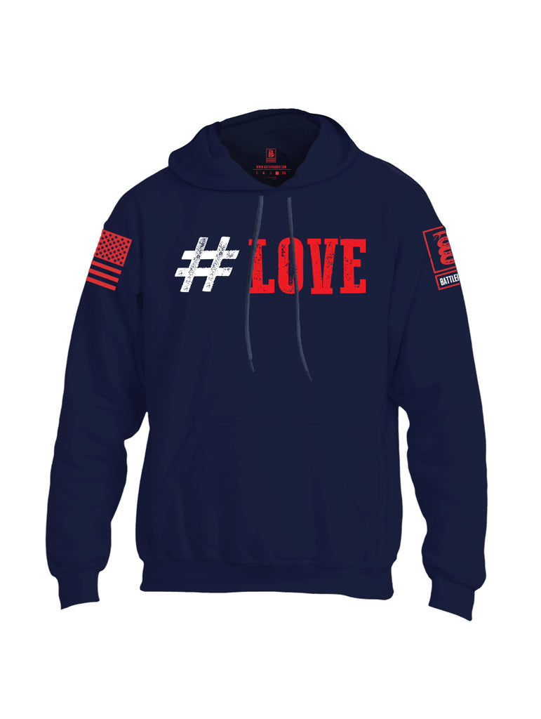 Battleraddle #Love Red Sleeve Print Mens Blended Hoodie With Pockets
