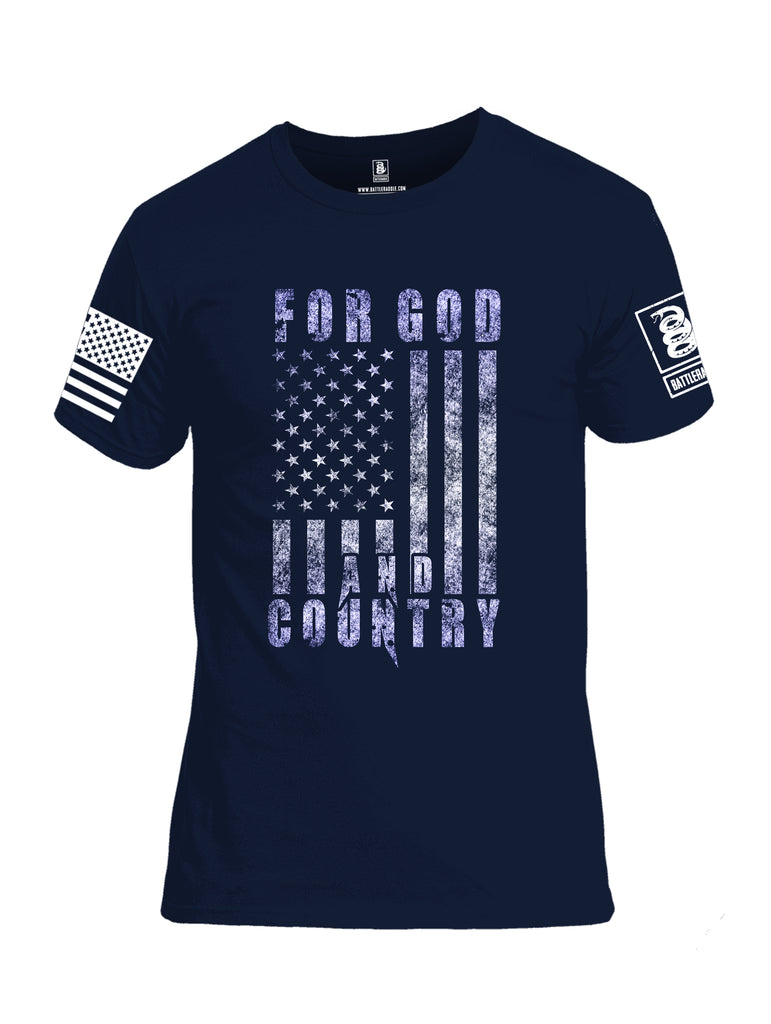 Battleraddle For God And Country White Sleeve Print Mens Cotton Crew Neck T Shirt