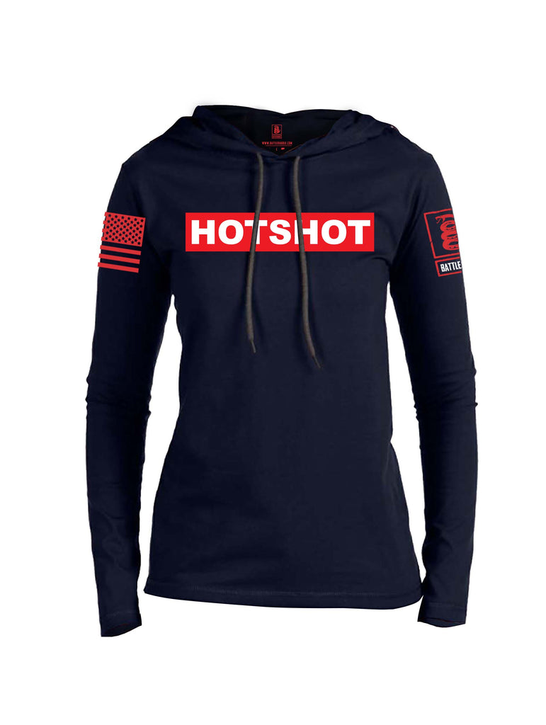 Battleraddle Supreme Hotshot Firefighter Red Sleeve Print Womens Thin Cotton Lightweight Hoodie