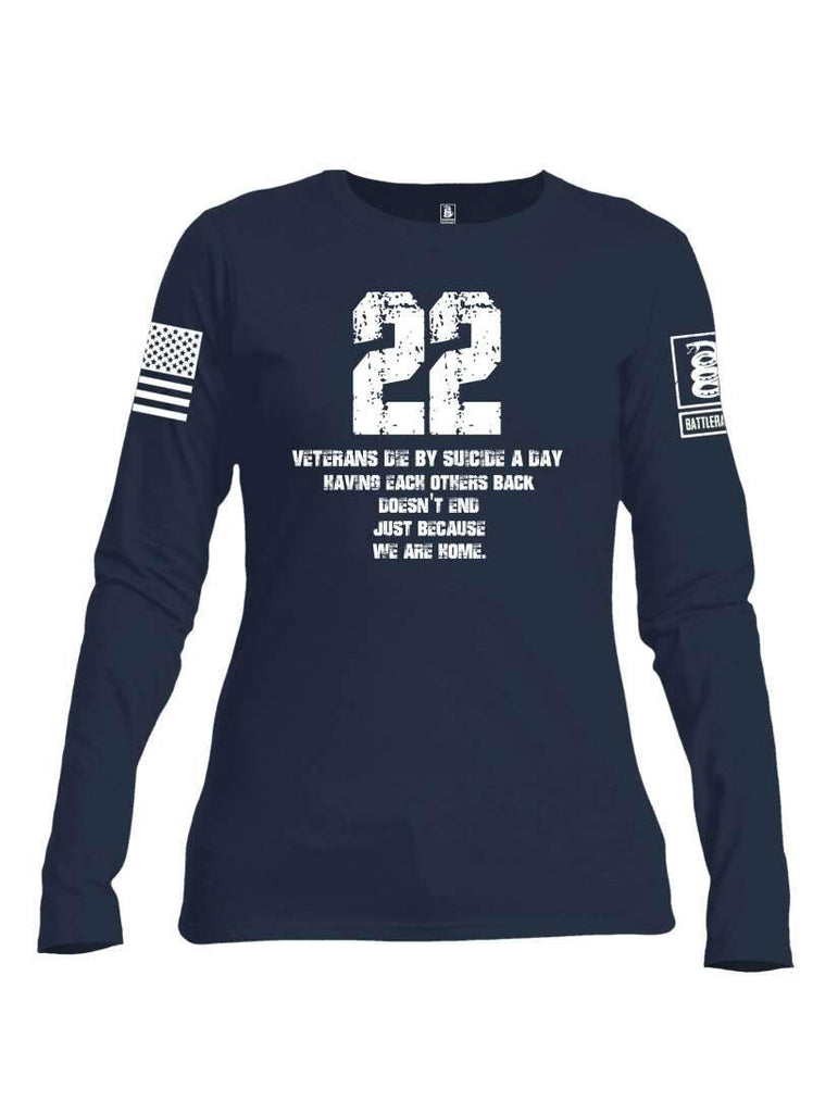 Battleraddle 22 Veterans Die By Suicide A Day White Sleeve Print Womens Cotton Long Sleeve Crew Neck T Shirt shirt|custom|veterans|Women-Long Sleeves Crewneck Shirt