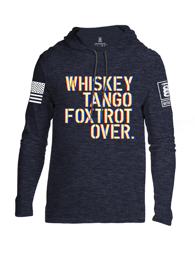 Battleraddle Whisky Tango Foxtrot Over White Sleeve Print Mens Thin Cotton Lightweight Hoodie