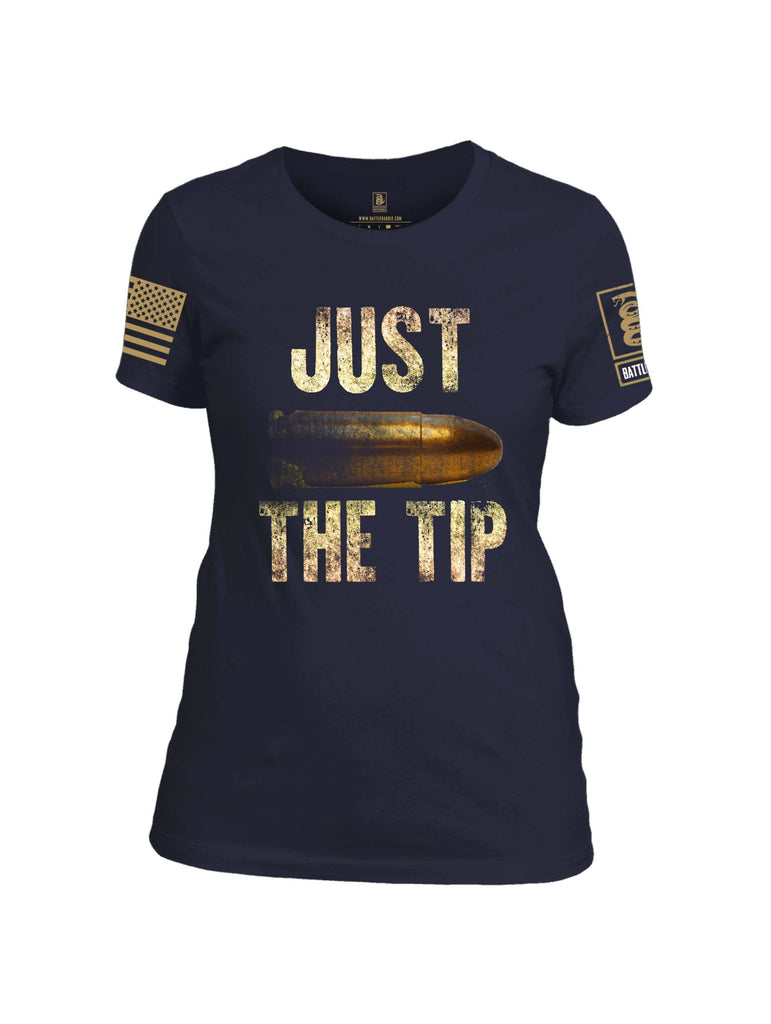 Battleraddle Just The Tip Big Bullet Brass Sleeve Print Womens Cotton Crew Neck T Shirt