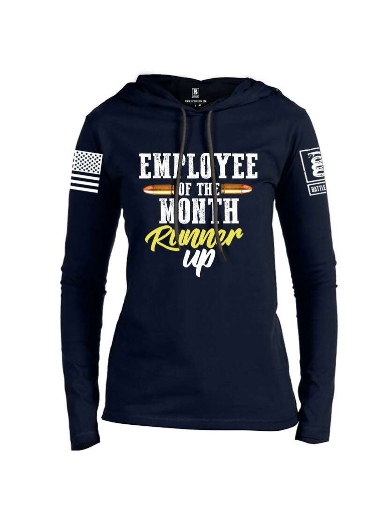 Battleraddle Employee Of The Month  Runner Up White Sleeve Print Womens Thin Cotton Lightweight Hoodie