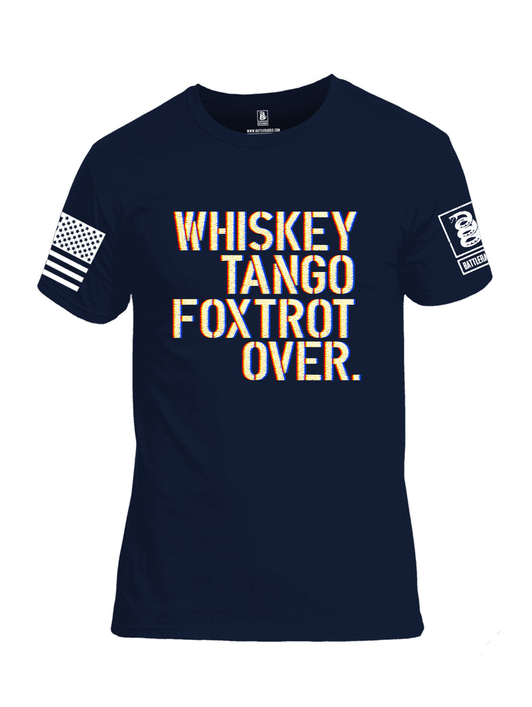 Battleraddle Whiskey Tango Foxtrot Over White Sleeve Print Mens Cotton Crew Neck T Shirt