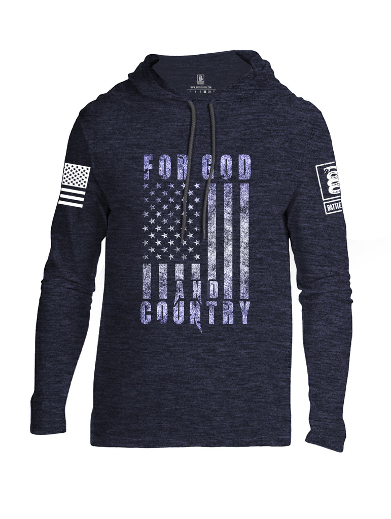 Battleraddle For God And Country White Sleeve Print Mens Thin Cotton Lightweight Hoodie