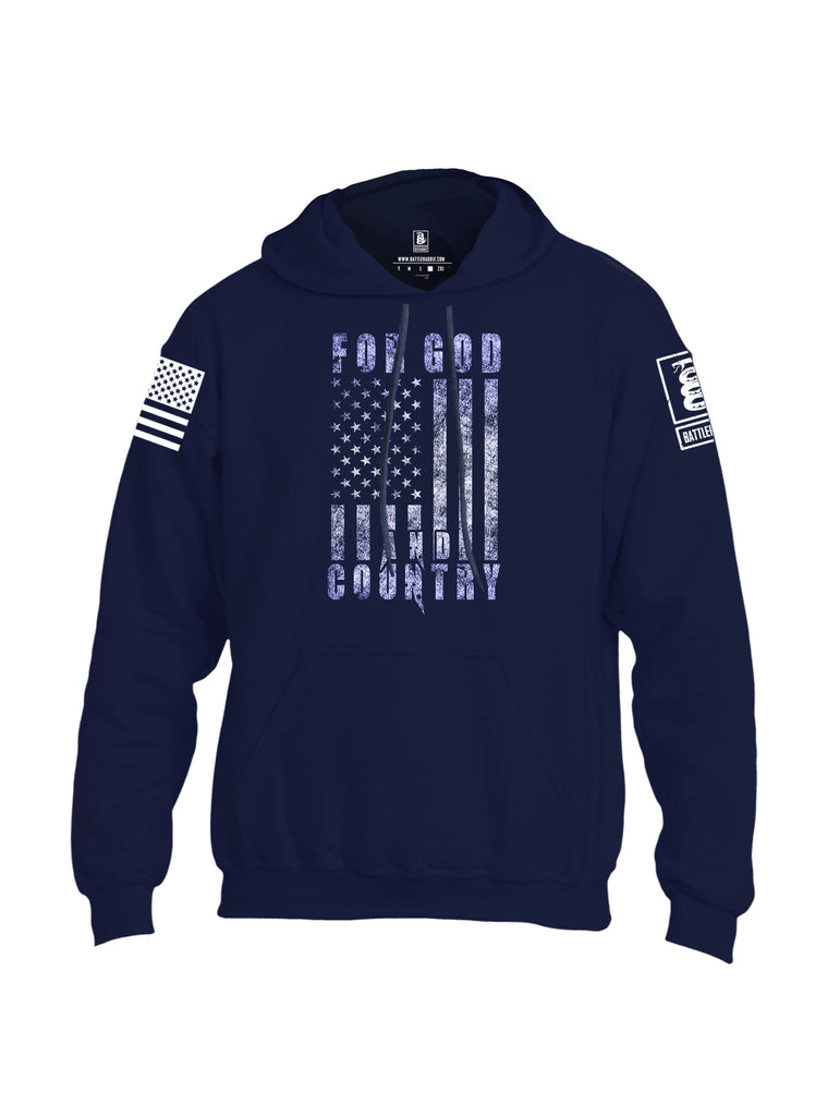 Battleraddle For God And Country White Sleeve Print Mens Blended Hoodie With Pockets