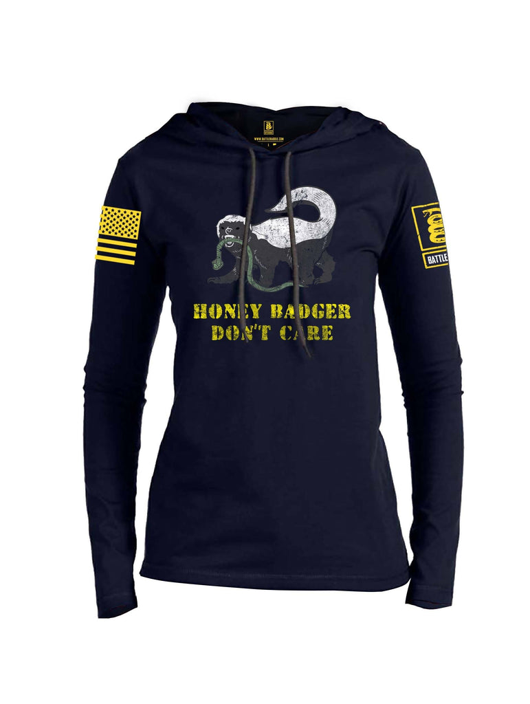 Battleraddle Honey Badger Dont Care Yellow Sleeve Print Womens Thin Cotton Lightweight Hoodie shirt|custom|veterans|Apparel-Womens Hoodie-Cotton