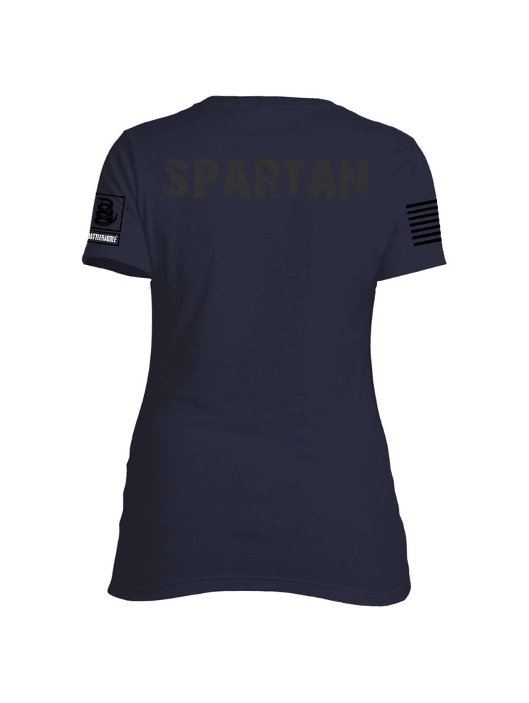 Battleraddle Vintage Spartan Black Sleeve Print Womens Cotton Crew Neck T Shirt shirt|custom|veterans|Apparel-Womens T Shirt-cotton