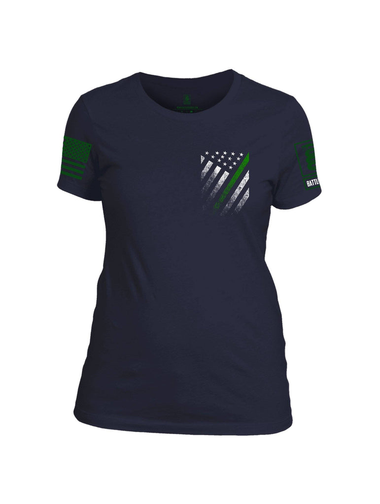 Battleraddle USA Green Thin Line Series Flag Green Sleeve Print Womens 100% Battlefit Polyester Crew Neck T Shirt shirt|custom|veterans|Apparel-Womens Shirts-Polyester