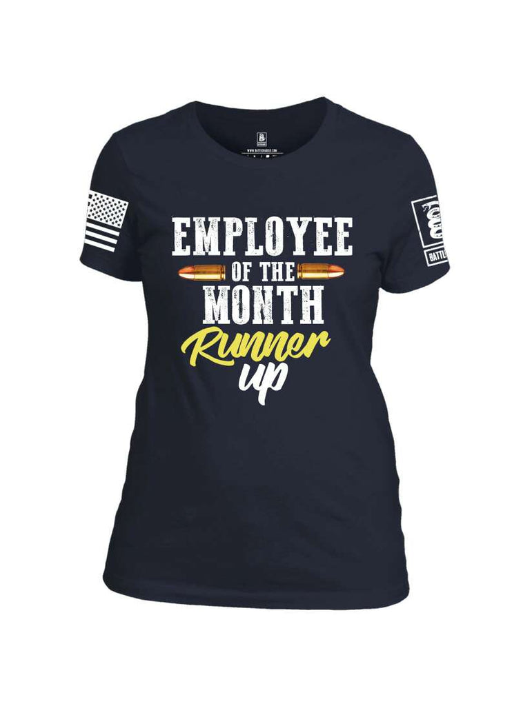 Battleraddle Employee Of The Month  Runner Up White Sleeve Print Womens Cotton Crew Neck T Shirt