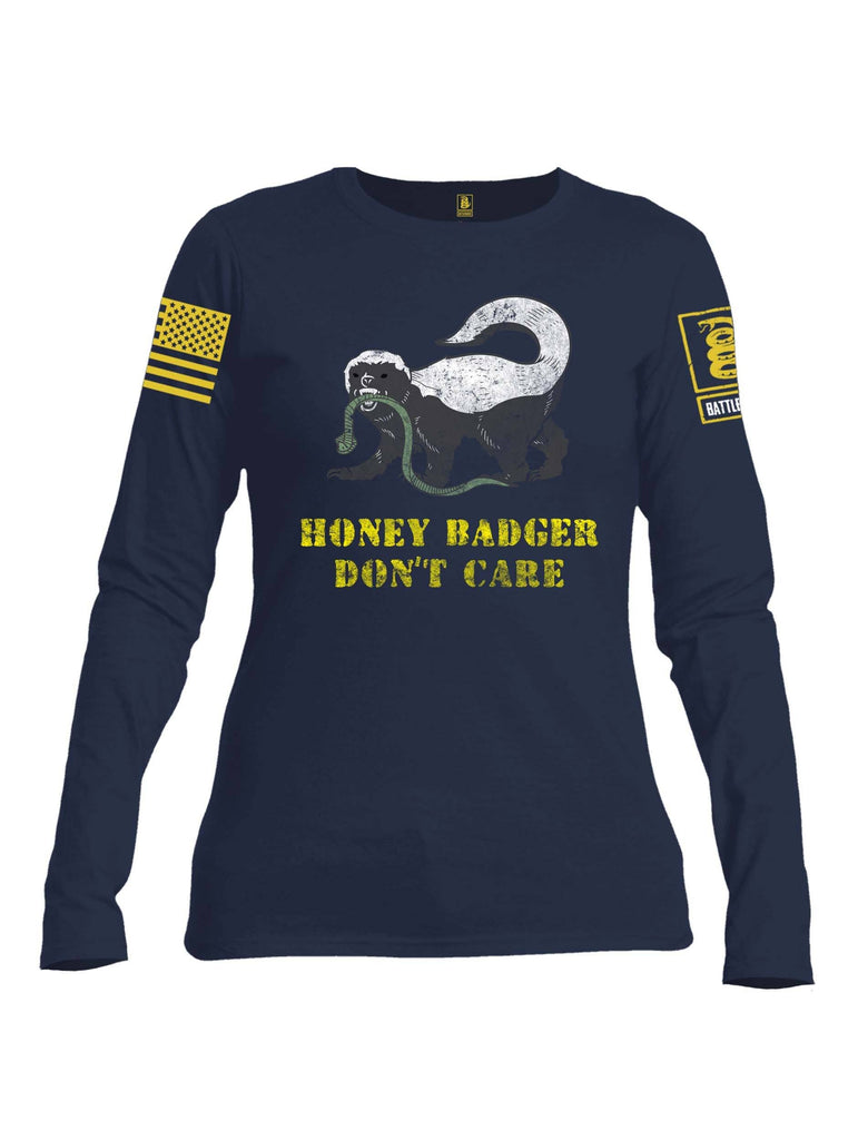 Battleraddle Honey Badger Dont Care Yellow Sleeve Print Womens Cotton Long Sleeve Crew Neck T Shirt shirt|custom|veterans|Women-Long Sleeves Crewneck Shirt