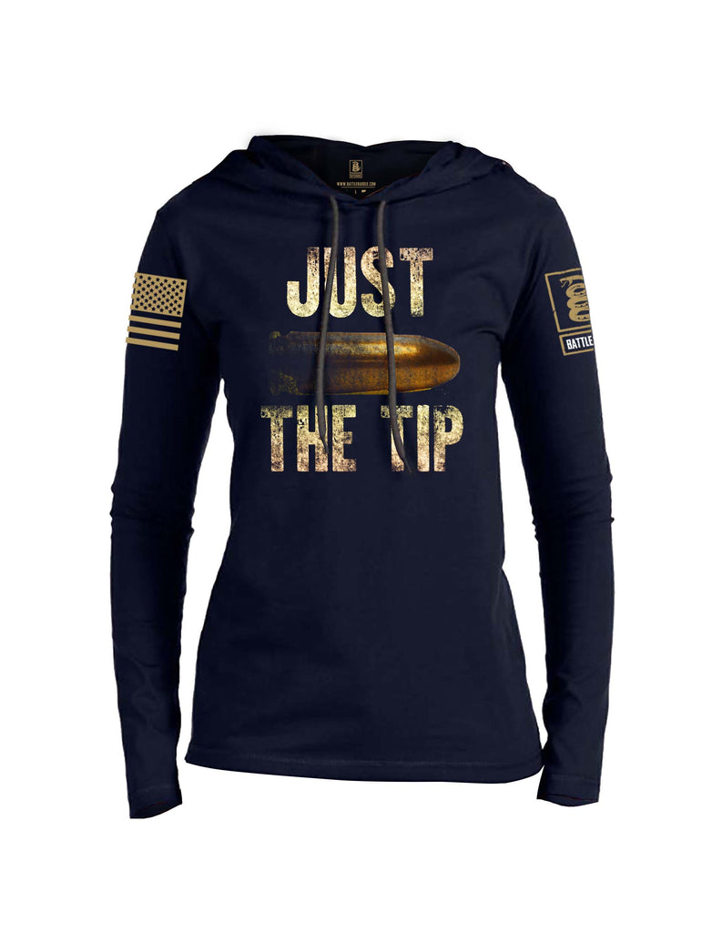 Battleraddle Just The Tip Big Bullet Brass Sleeve Print Womens Thin Cotton Lightweight Hoodie