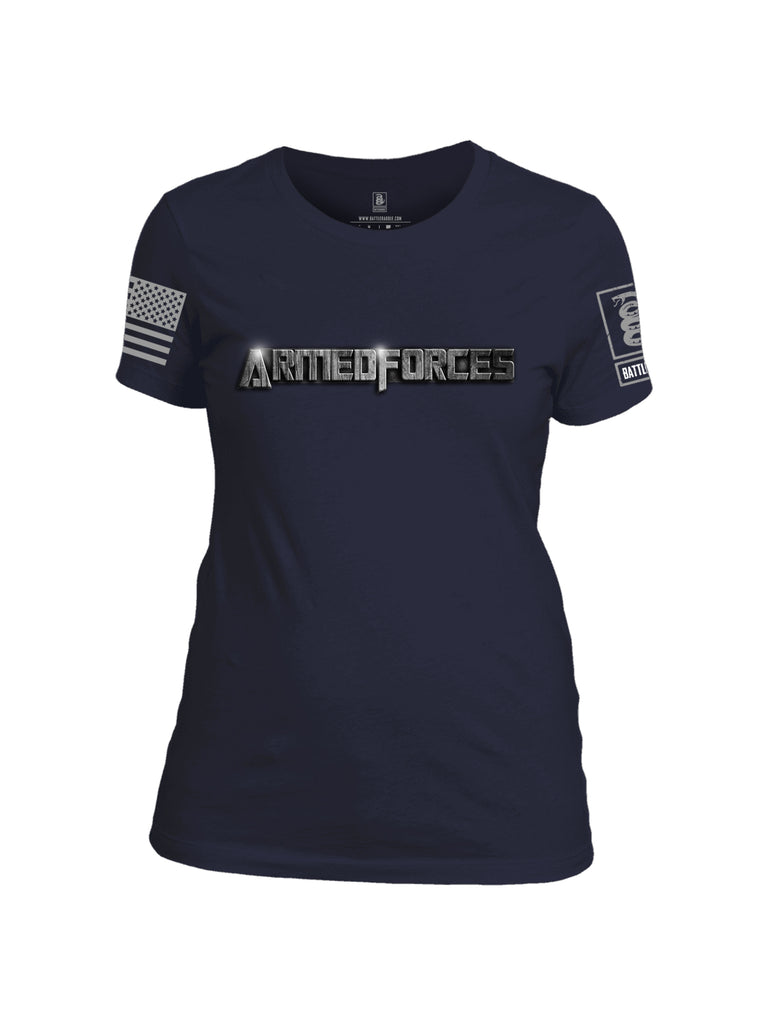 Battleraddle Armedforces Superpatriot Grey Sleeve Print Grey Sleeve Print Womens Cotton Crew Neck T Shirt