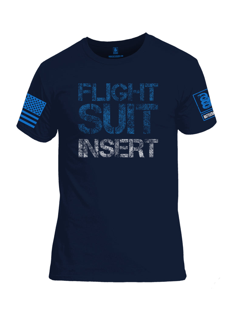 Battleraddle Flight Suit Insert Blue Sleeve Print Mens Cotton Crew Neck T Shirt