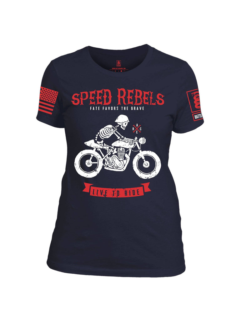 Battleraddle Speed Rebels Red Sleeve Print Womens Cotton Crew Neck T Shirt shirt|custom|veterans|Apparel-Womens T Shirt-cotton