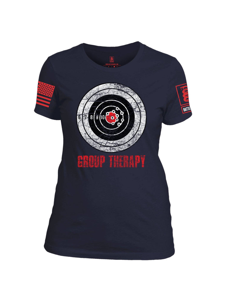 Battleraddle Group Therapy Red Sleeve Print Womens Cotton Crew Neck T Shirt shirt|custom|veterans|Apparel-Womens T Shirt-cotton