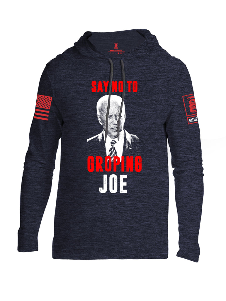 Battleraddle Say No To Groping Joe Red Sleeve Print Mens Thin Cotton Lightweight Hoodie