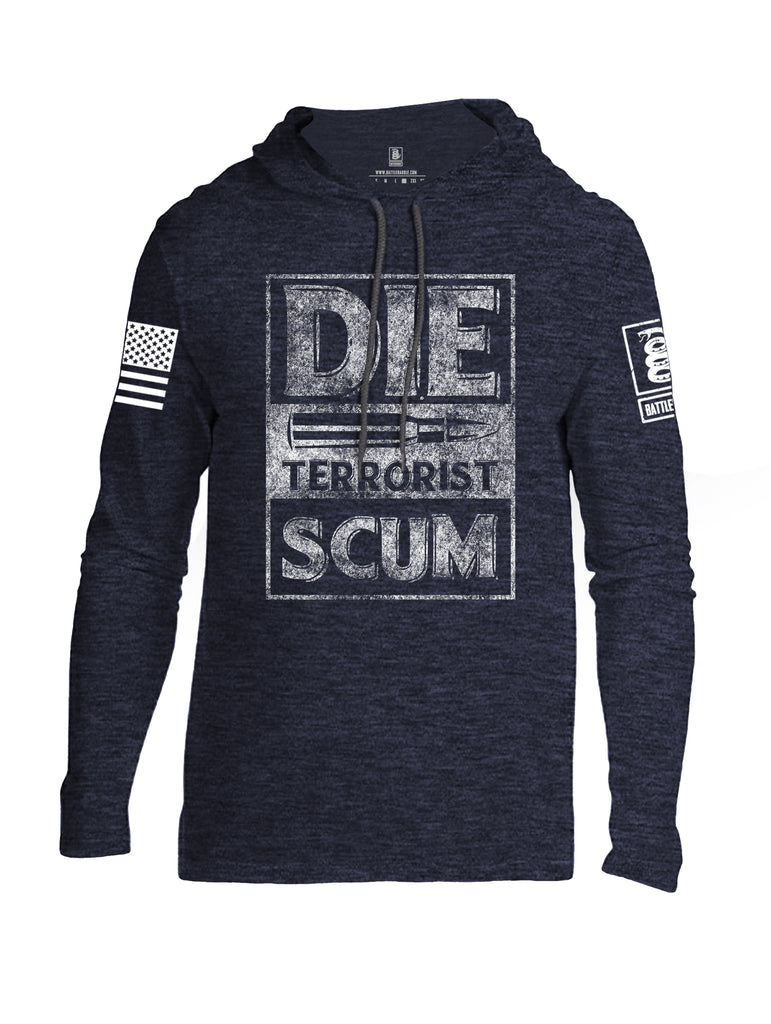 Battleraddle Die Terrorist Scum White Sleeve Print Mens Thin Cotton Lightweight Hoodie