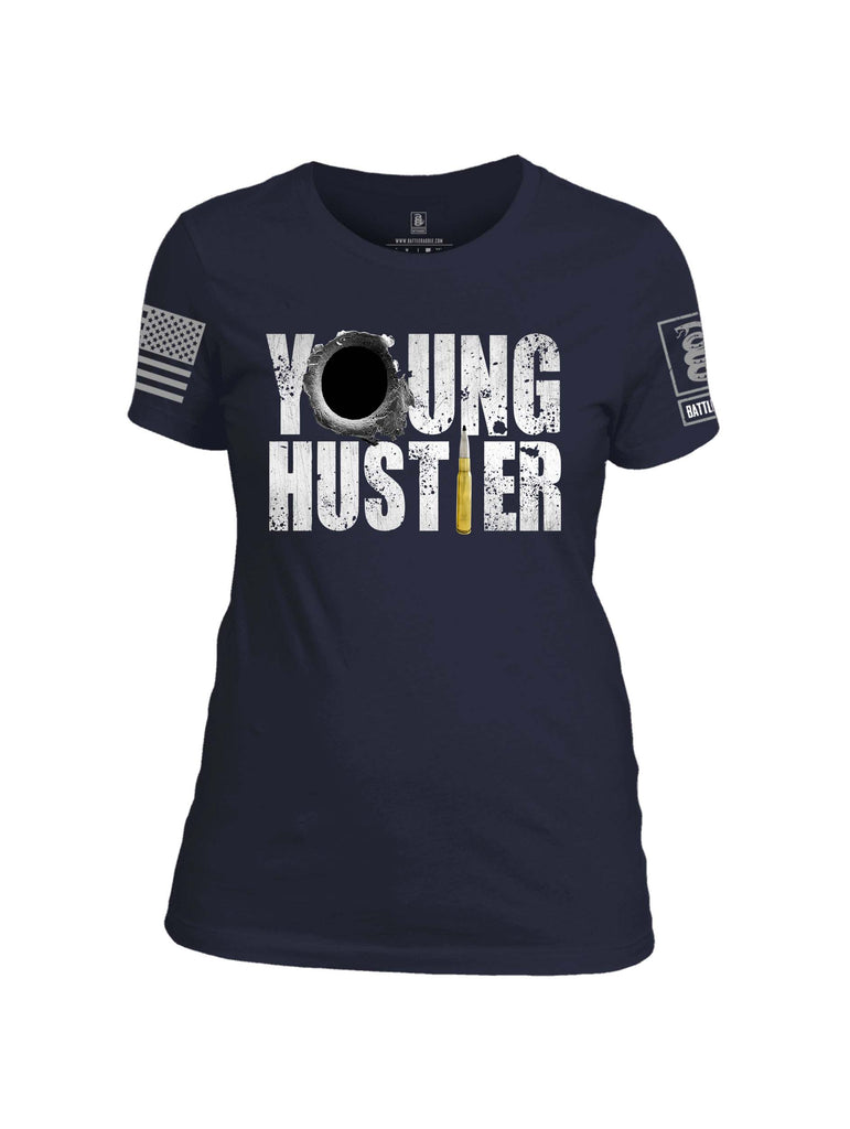 Battleraddle Young Hustler Grey Sleeve Print Womens 100% Battlefit Polyester Crew Neck T Shirt