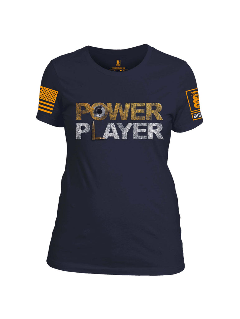 Battleraddle Power Player Orange Sleeve Print Womens 100% Battlefit Polyester Crew Neck T Shirt