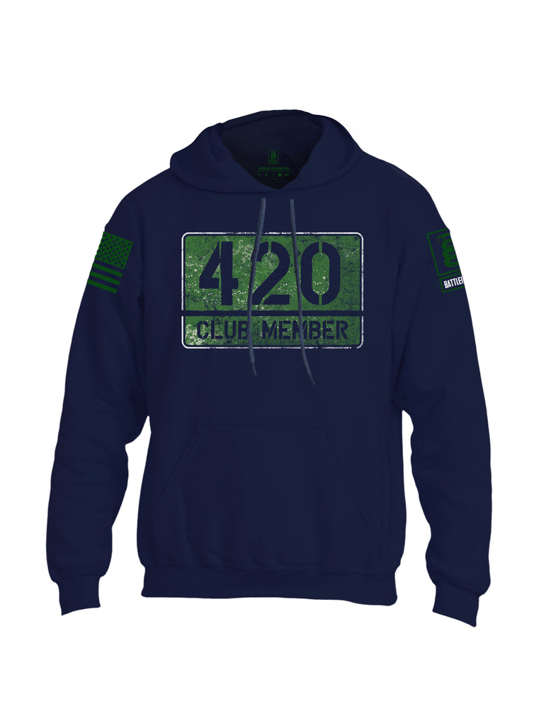 Battleraddle 420 Club Member Green Sleeve Print Mens Blended Hoodie With Pockets
