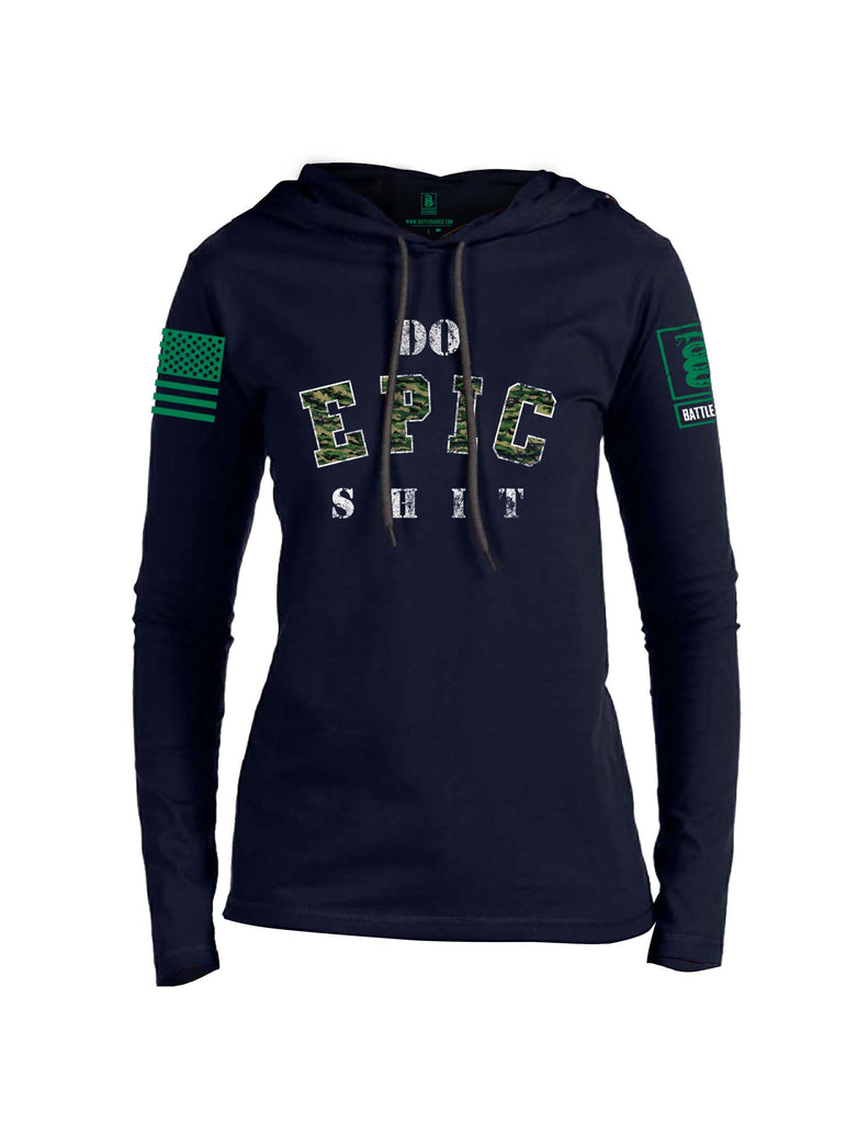 Battleraddle Do Epic Shit Green Sleeve Print Womens Thin Cotton Lightweight Hoodie