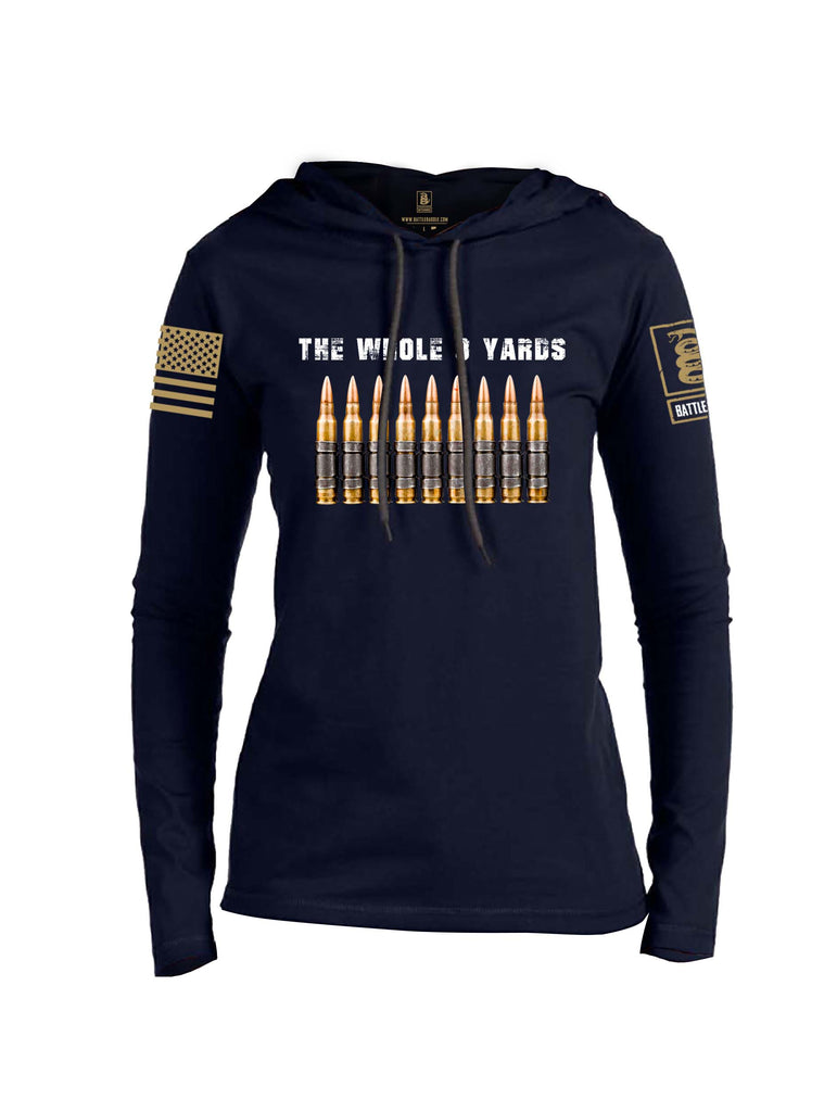 Battleraddle The Whole 9 Yards Brass Sleeve Print Womens Thin Cotton Lightweight Hoodie