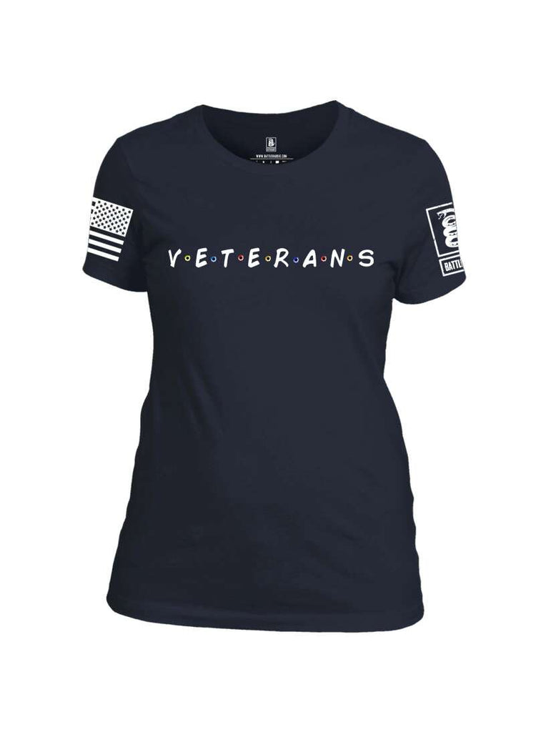 Battleraddle VETERANS White Sleeve Print Womens 100% Battlefit Polyester Crew Neck T Shirt