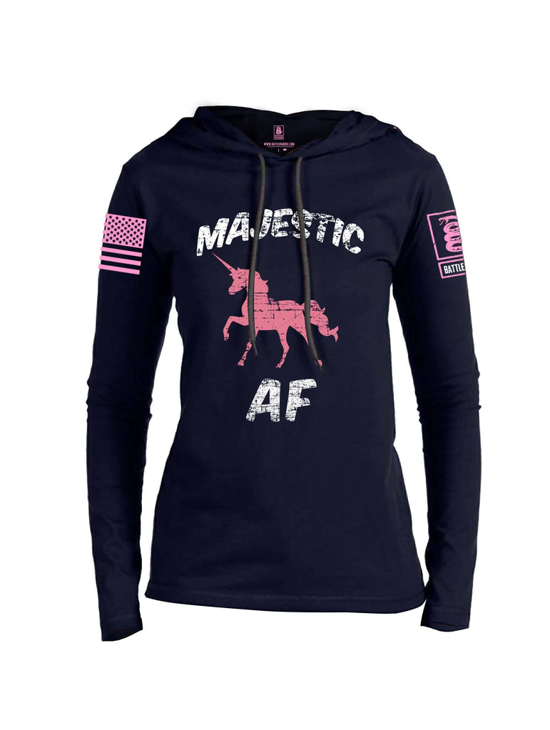 Battleraddle Majestic AF Pink Sleeve Print Womens Thin Cotton Lightweight Hoodie shirt|custom|veterans|Apparel-Womens Hoodie-Cotton