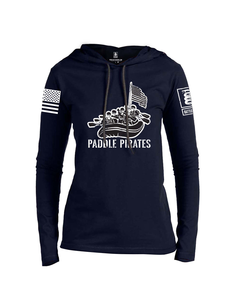 Battleraddle Paddle Pirates White Sleeve Print Womens Thin Cotton Lightweight Hoodie