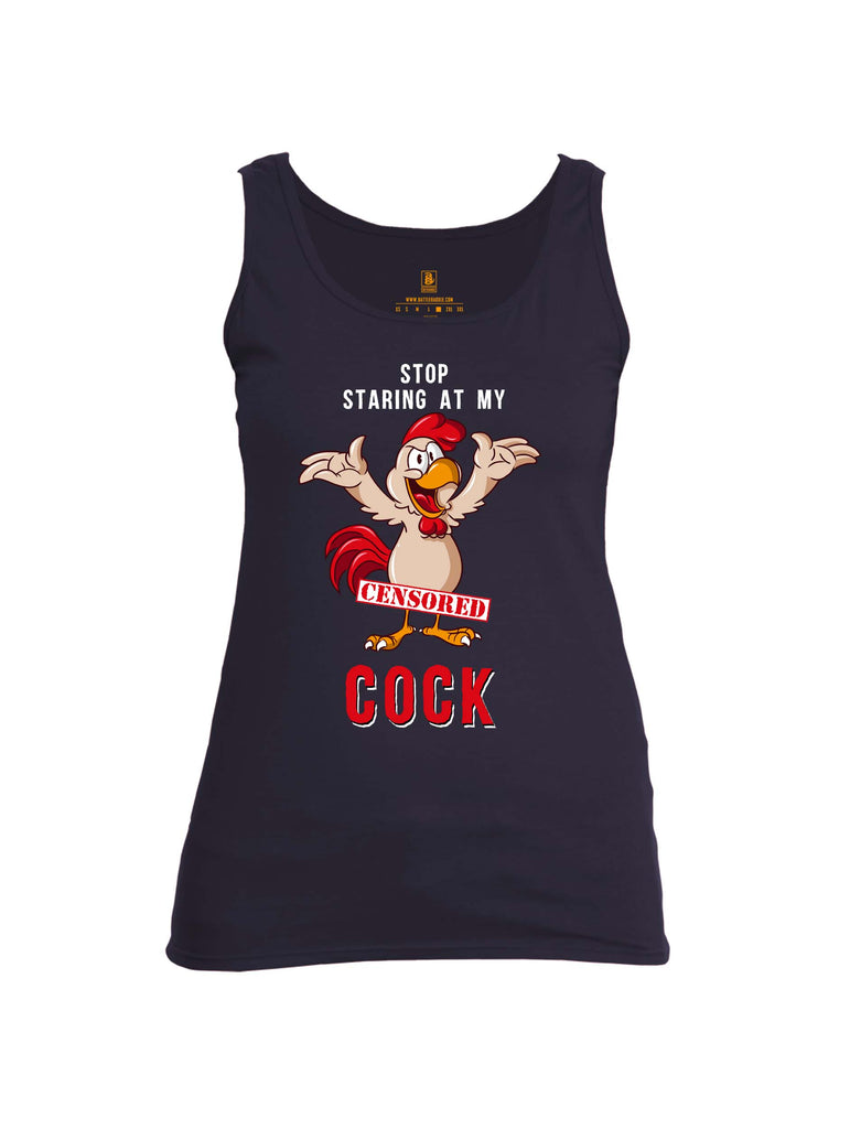 Battleraddle Stop Staring At My Censored Cock Womens Cotton Tank Top