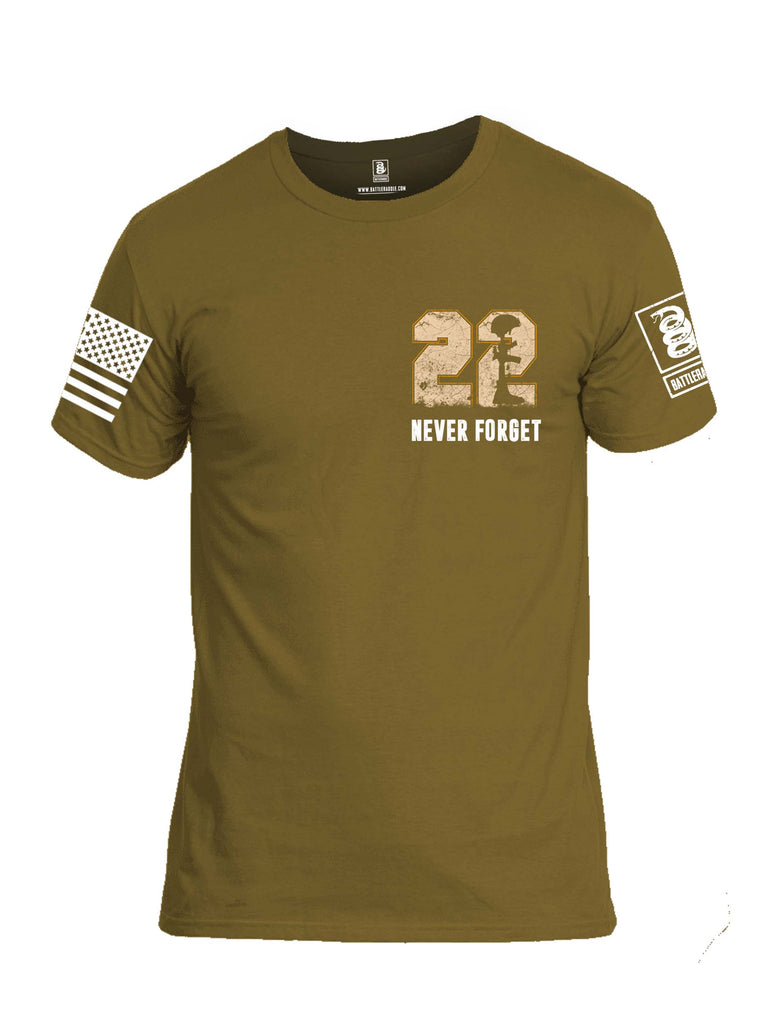 Battleraddle 22 Never Forget MVG Military Vape Group White Sleeve Print Mens Cotton Crew Neck T Shirt
