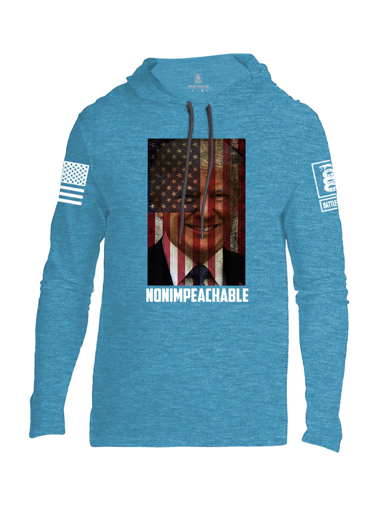 Battleraddle Trump Non Impeachable White Sleeve Print Mens Thin Cotton Lightweight Hoodie