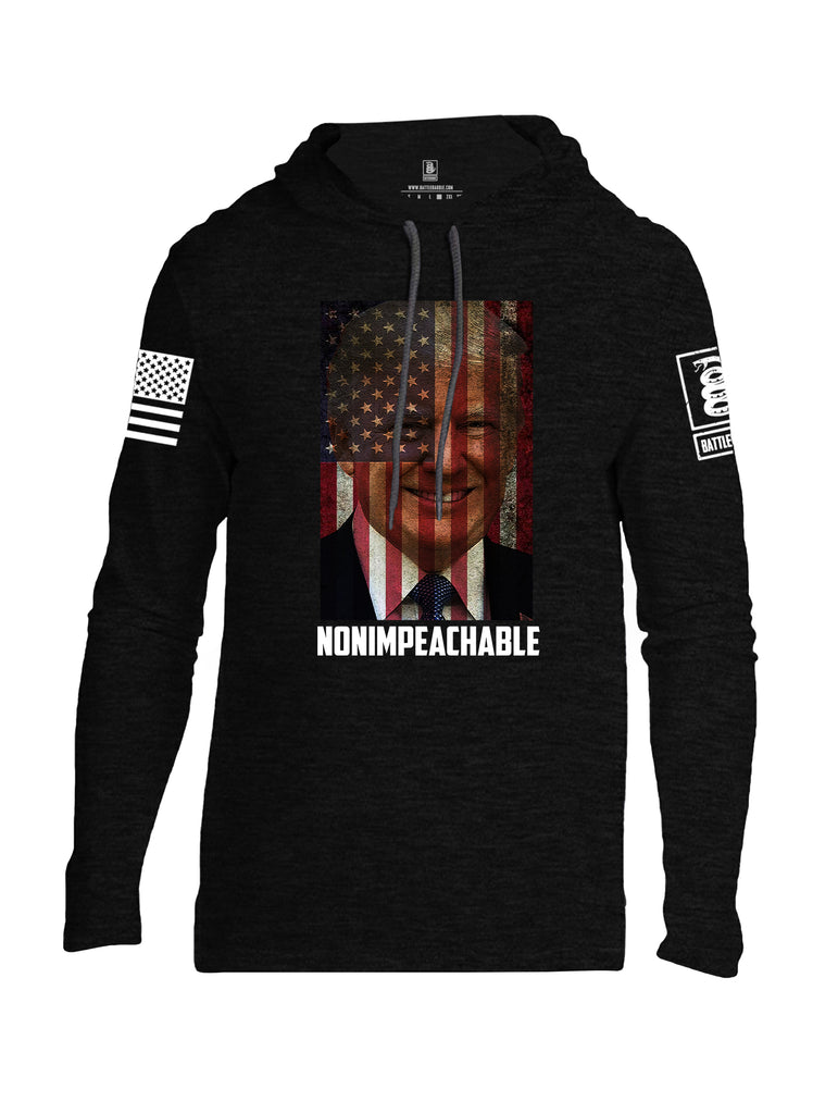 Battleraddle Trump Non Impeachable White Sleeve Print Mens Thin Cotton Lightweight Hoodie