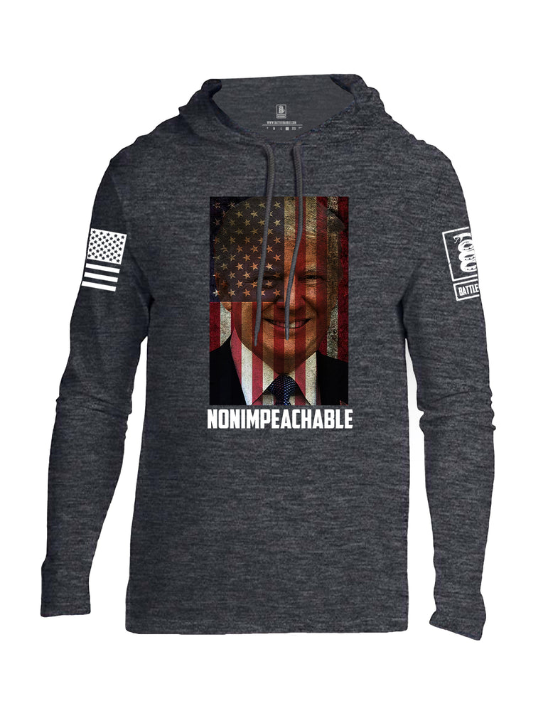 Battleraddle Trump Non Impeachable White Sleeve Print Mens Thin Cotton Lightweight Hoodie