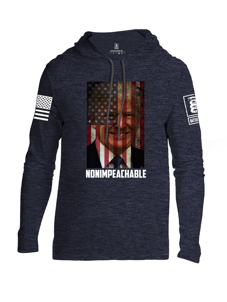 Battleraddle Trump Non Impeachable White Sleeve Print Mens Thin Cotton Lightweight Hoodie