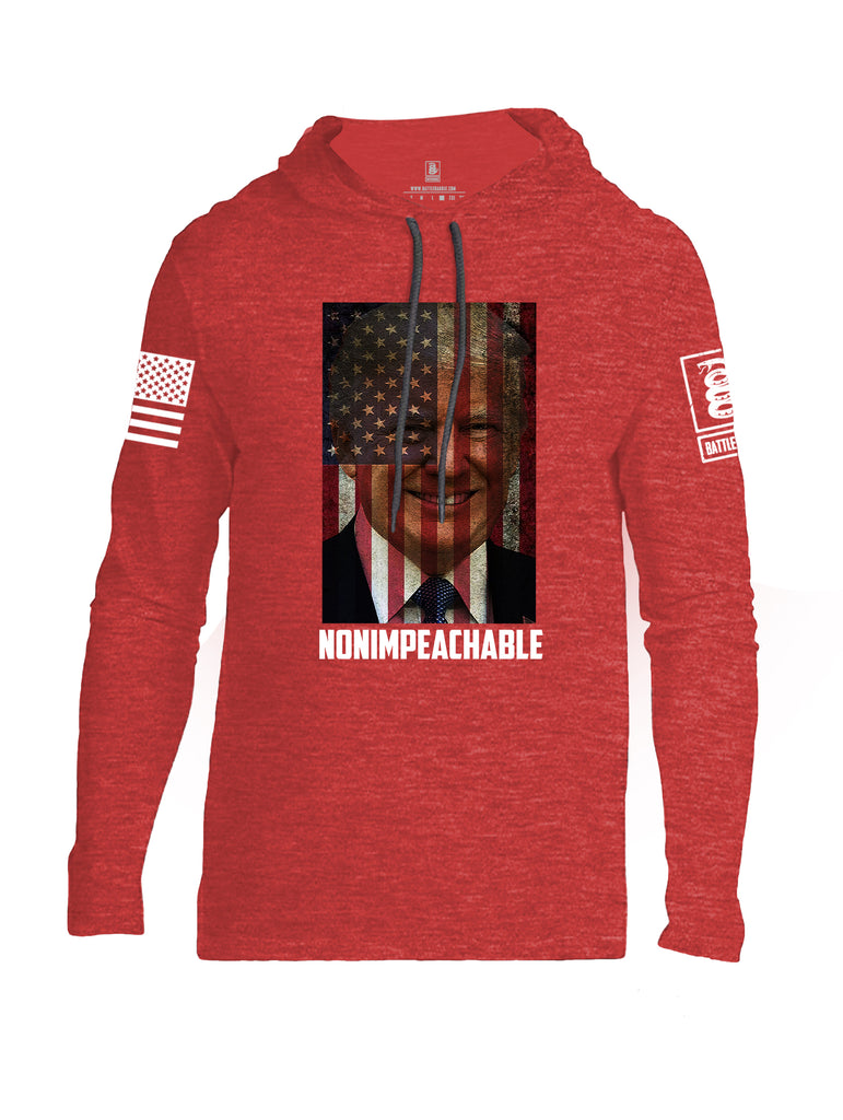 Battleraddle Trump Non Impeachable White Sleeve Print Mens Thin Cotton Lightweight Hoodie