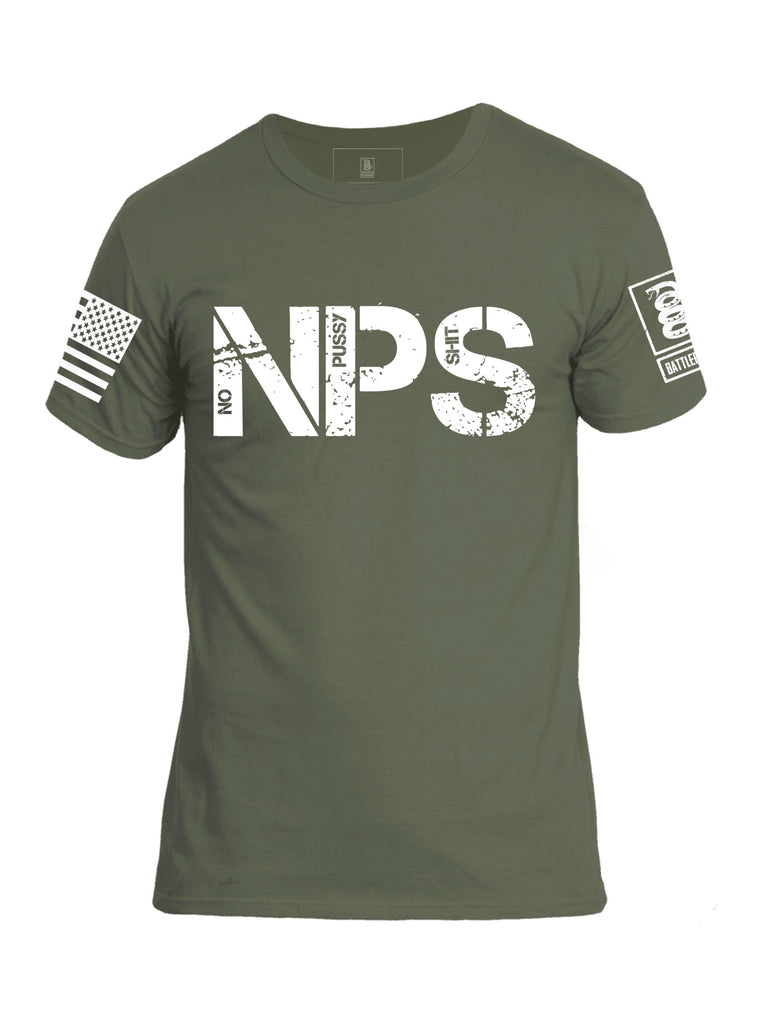 Battleraddle NPS White Sleeve Print Mens Crew Neck Cotton T Shirt