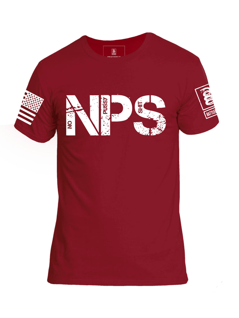 Battleraddle NPS White Sleeve Print Mens Crew Neck Cotton T Shirt